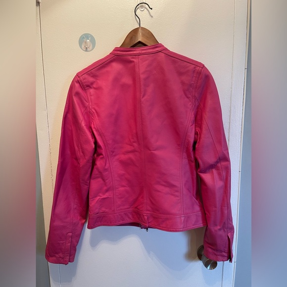 Women's Pink Leather Motorcycle Jacket. NWOT. Size M - Picture 4 of 7